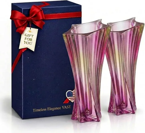 Vista 15 de Jarrones de vidrio para flores, jarrones modernos gruesos de 3.5 libras para mesas centros de mesa para decoración del hogar, florero de cristal