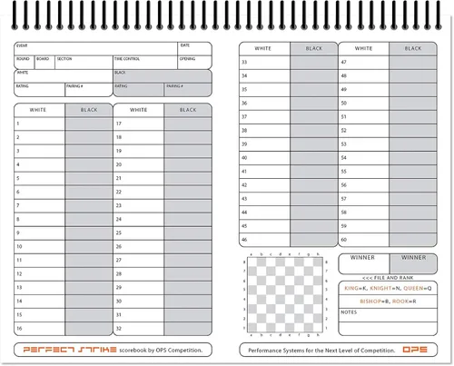 Vista 3 de Libro de puntuaciones de ajedrez Perfect Strike con reglas e instrucciones de puntuación. Heavy Duty. Práctica y competencia. (8.5" x 11") TS-50:60