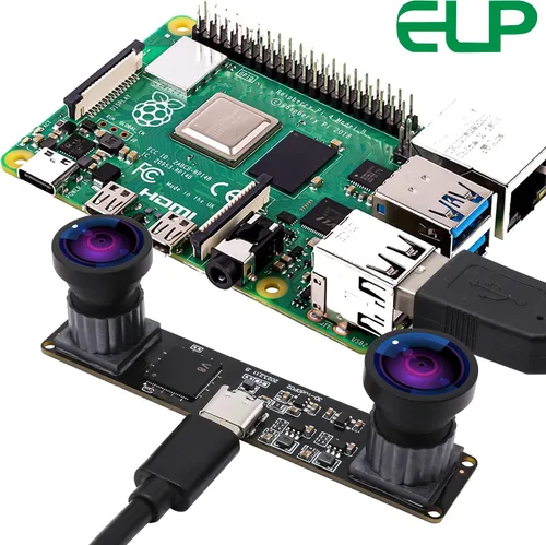 Vista 4 de ELP Cámara USB de doble lente de 4 MP, gran angular, 1080P 60 fps, Lightburn, mini UVC USB2.0 grabador láser módulo de cámara para computadora