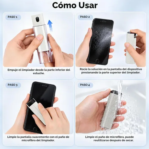 Vista 9 de walrfid Espray limpiador de pantalla para auto, kit de limpieza de niebla de pantalla táctil electrónica para TV, laptop, iPad, iPhone, teléfono