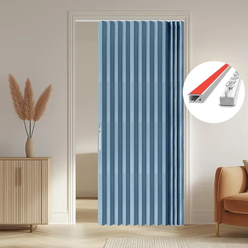 Vista 29 de AJAZZ Cortinas 100% Opacas para Puertas Corredizas de Entrada, Puertas de Acordeón para Entrada, Cortina Magnética para Puerta de Dormitorio Sala
