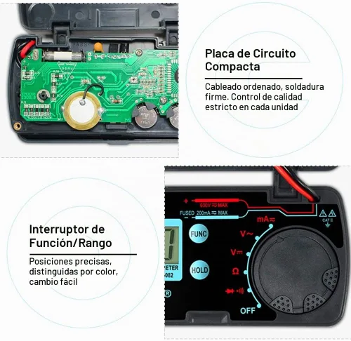 Vista 4 de allsun Mini rango automático plegable multímetro digital probador automotriz AC DC Volt AMP Ohm LCD Voltímetro de viaje Amperímetro probador