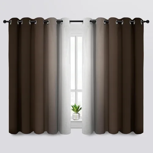 Vista 139 de SimpleHome Cortinas degradadas degradadas para oscurecer la habitación de 36 pulgadas de largo para dormitorio, con ojales y bloqueo de luz Negro