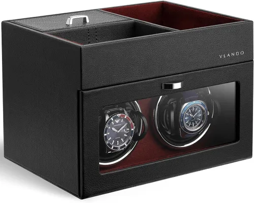 Vista 12 de VLANDO - Bobinadora doble para relojes automáticos con bandeja de joyas, color verde