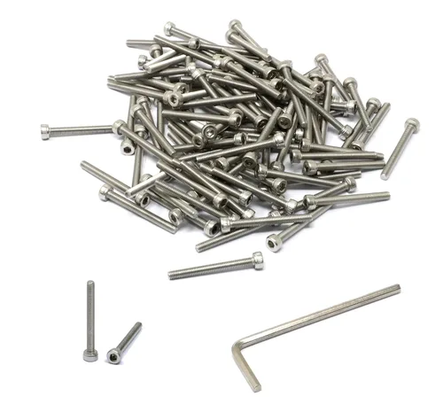 Vista 164 de iexcell Kit de tornillos de cabeza hexagonal de acero inoxidable 304, 100 unidades M2 x 0.157 in, paso de rosca de 0.016 in