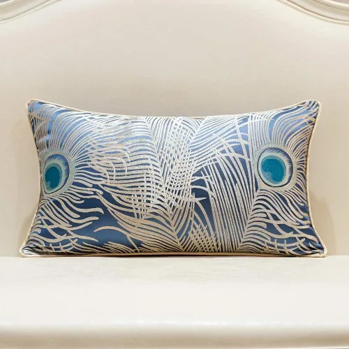 Vista 12 de Avigers - Fundas de cojín de 18 x 18 pulgadas, diseño de plumas de pavo real plateadas en azul claro, fundas de almohada de lujo, fundas de almohada