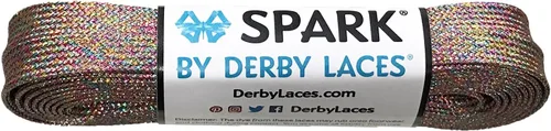Vista 4 de Derby Laces SPARK Metallic 3/8 inch (9mm) Flat Shoelace for Skates, Roller Derby, Boots, and Everyday Shoes