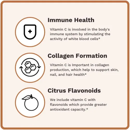 Vista 4 de Utzy Naturals Complejo de vitamina C 400 mg de vitamina C con bioflavonoides de Acercola y cítricos 60 cápsulas