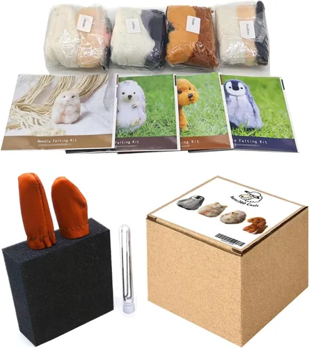 Vista 4 de Feltsky Kits de fieltro de aguja de 4 animales para principiantes, fáciles de hacer con todo, manualidades para mamá, abuela