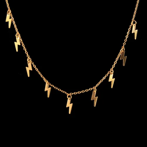 Vista 6 de Just Follow Collar de plata de ley con forma de relámpago, collar con colgante de cadena de disco para mujeres y niñas