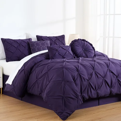 Vista 34 de Chezmoi Collection - Juego de ropa de cama modelo Sydney, 7 piezas, con pliegues decorativos
