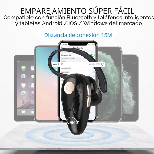 Vista 4 de Kendir Auricular Bluetooth, V5.0 Ultraligero Inalámbrico Auricular Teléfono Celular con Micrófono Auricular Control de Volumen, Auriculares Manos