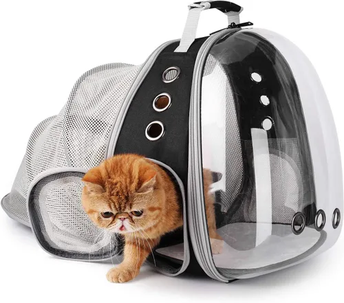 Vista 7 de Lollimeow Mochila transportadora para gatos, mochila expandible de burbujas para gatos y perros pequeños, mochila de viaje aprobada por aerolíneas