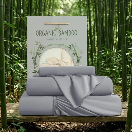 Vista 8 de SONORO KATE Sábanas de bambú 100 % viscosa orgánica derivada de sábanas transpirables y refrescantes para personas que duermen con calor, sábanas