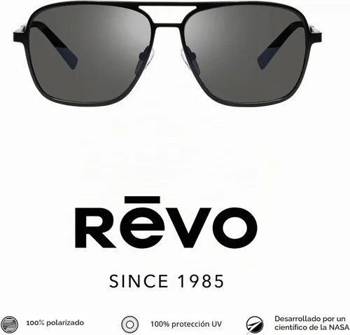 Vista 2 de Revo Gafas de sol Horizon: lente polarizada con marco de navegador de titanio Marco negro satinado con lente de grafito