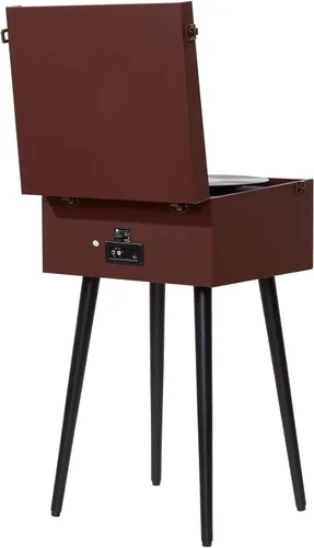 Vista 4 de Arkrocket Tocadiscos Bluetooth de 3 velocidades con altavoces integrados y patas extraíbles [edición limitada] (marrón)
