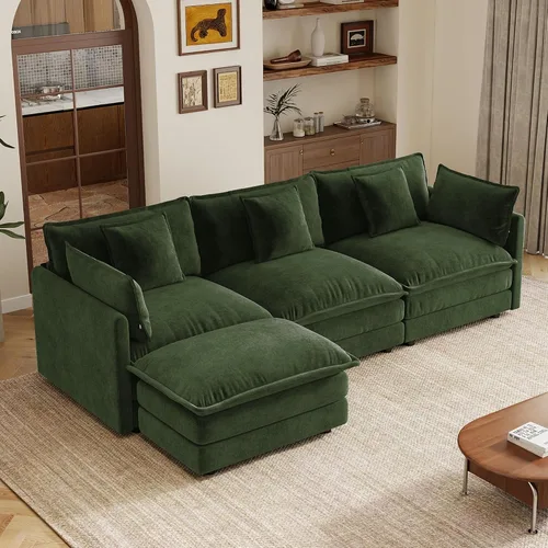 Vista 15 de mikibama Sofá modular seccional, juego de sofá en forma de L de 70.8 pulgadas para sala de estar, sofá biplaza, cómodos sofás de nube con otomana