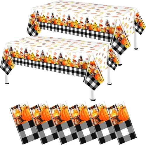 Vista 8 de Peryiter 2 manteles rectangulares de otoño de Acción de Gracias de 54 x 108 pulgadas, mantel rectangular lavable para mesa de comedor para cocina