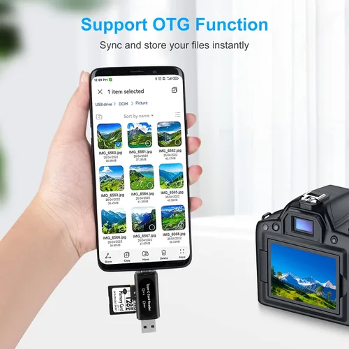 Vista 7 de Lector de tarjetas SD, AIYEEN 4 en 1 USB C SD lector de tarjetas SD de doble ranura OTG adaptador de tarjeta de memoria para tarjetas de memoria
