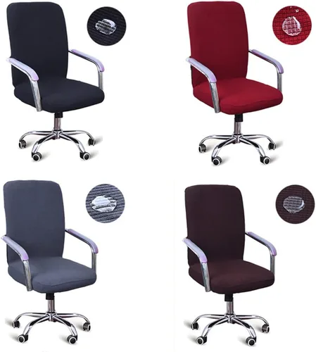 Vista 5 de Fundas de tela elástica de poliéster para silla de oficina, funda moderna de elastano para silla de computadora, fácil de lavar, extraíble, respaldo