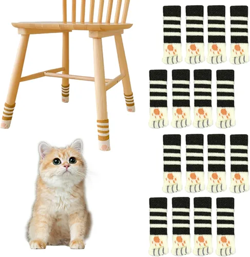 Vista 11 de 16 calcetines de silla de gato para patas de silla, protectores de suelo de patas de gato, calcetines para patas de silla para suelos de madera dura