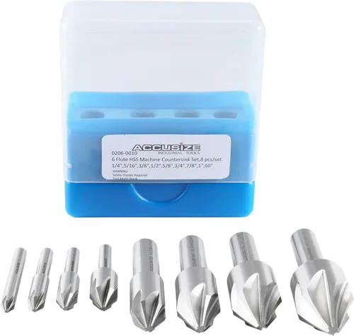 Vista 6 de Accusize Industrial Tools Avellanador de la máquina de 60 grados 6 de la flauta H.SS, 8 PC, tierra de la precisión, 0206-0010 60 Grados 6 Flauta