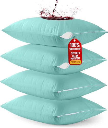 Vista 42 de Utopia Bedding Protector de almohada impermeable, con cremallera, paquete de 2, beige, estándar, funda de almohada a prueba de chinches, de 20 x 26