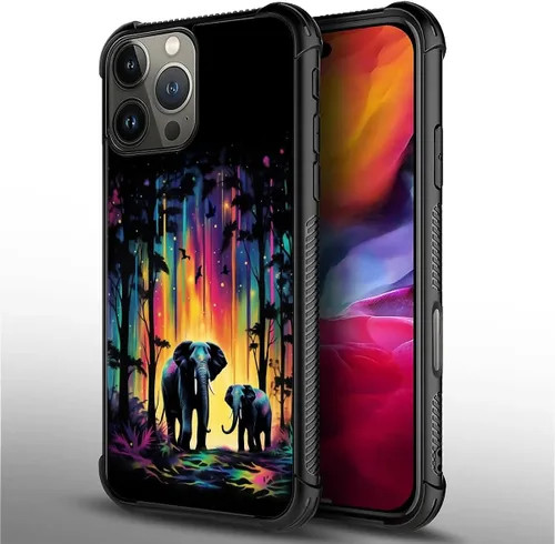 Vista 543 de Funda compatible con iPhone 15, diseño de elefantes africanos, diseño increíble a prueba de golpes, antiarañazos, carcasa trasera de policarbonato