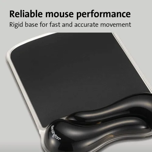 Vista 5 de Kensington Duo Gel Wave Mouse Pad y reposamuñecas (K62413WW) Negro Amortiguación de gel con contorno ondulado, tamaño mediano, base