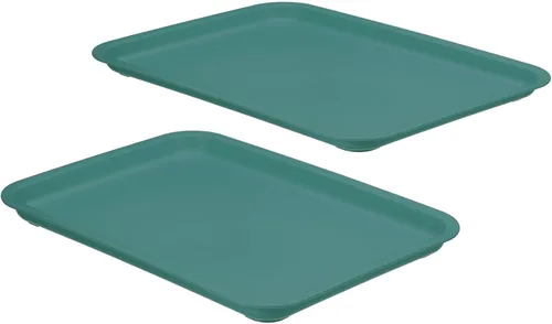 Vista 8 de PATIKIL Bandeja de comida rápida de 12 x 9, paquete de 2 bandejas rectangulares reutilizables de plástico multiusos para cafetería, restaurante, Azul