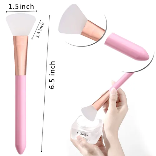 Vista 2 de Elisel 5 cepillos aplicadores de máscara facial de silicona, flexibles para cara, dormir, arcilla, loción corporal