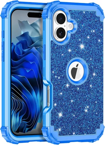 Vista 33 de LONTECT Funda para iPhone 15 Plus con purpurina brillante 3 en 1, a prueba de golpes, resistente, híbrida, resistente, funda protectora de alto