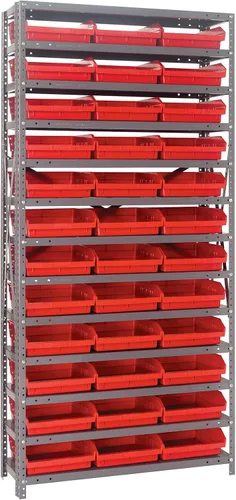 Vista 364 de Quantum QSBU-245BK Heavy Duty Shelving Unit with (7) Shelves and (24) QUS245 Black Bins for Garage Warehouse Storage Distribution 400 lb Load