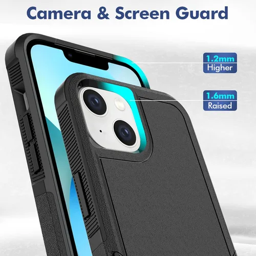 Vista 3 de MDCN Funda resistente para teléfono: protección de doble capa, a prueba de golpes, resistente con protector de pantalla, prueba de caídas de grado