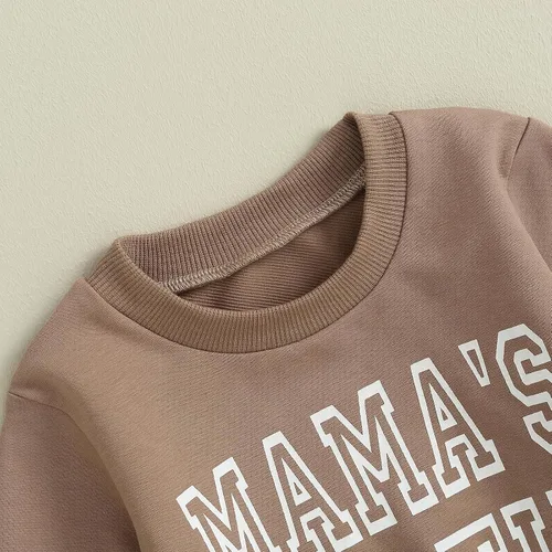 Vista 4 de Toddler Baby Girl Fall Winter Outfit Mamas Little Bestie Long Sleeve Sweatshirt Top Jogger Pants 2Pcs Clothes Set