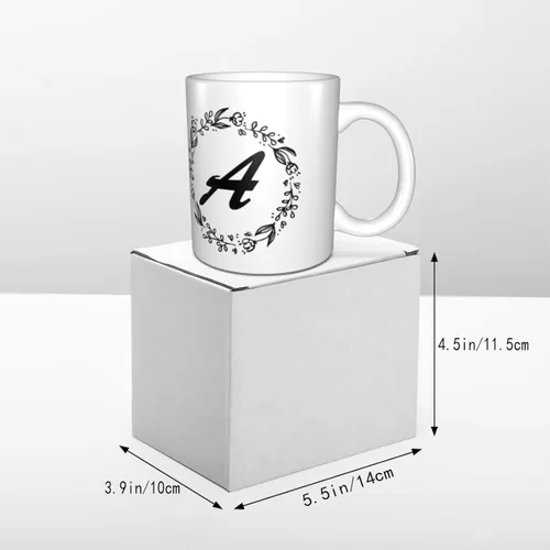 Vista 5 de Taza de café personalizada con inicial/nombre con letra de doble cara, divertidas y lindas tazas de café personalizadas, tazas de café de cerámica