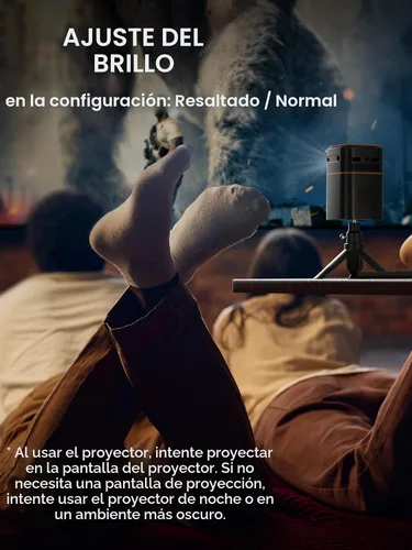 Vista 5 de Mini Proyector con WiFi 5G, Proyector Pequeño HD de 1080P de Corta Distancia con Trípode, Proyector Exterior para Teléfono, Proyector Portátil