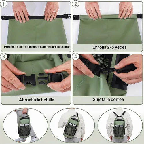 Vista 5 de Pimoys Bolsa seca, mochila impermeable de 25 L, bolsas secas enrollables, kayak, bolsa de viaje al aire libre para canotaje, kayak, campamento