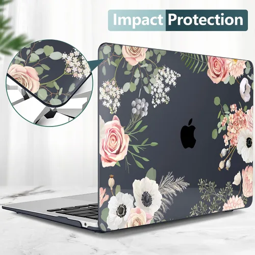 Vista 53 de TWOLSKOO Funda para MacBook Air de 13,3 pulgadas (versión antigua 2018-2021, modelos: M1 A2337, A2179, A1932) - Carcasa rígida con protector de Flor