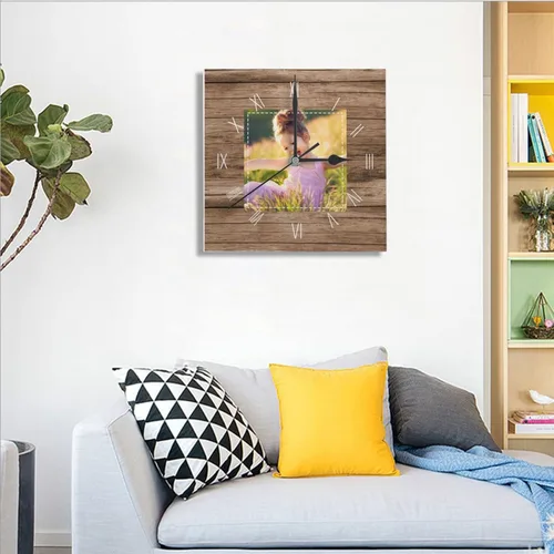Vista 7 de Reloj de pared con foto personalizado, texto personalizado en la pared, impresión de reloj cuadrado personalizado, reloj con foto personalizado