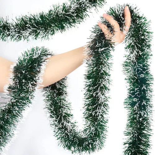 Vista 7 de Guirnalda Verde de Navidad de 50 Pies Guirnalda de Vegetación Artificial para Decoraciones de Árbol de Navidad, Decoración Navideña para Hogar