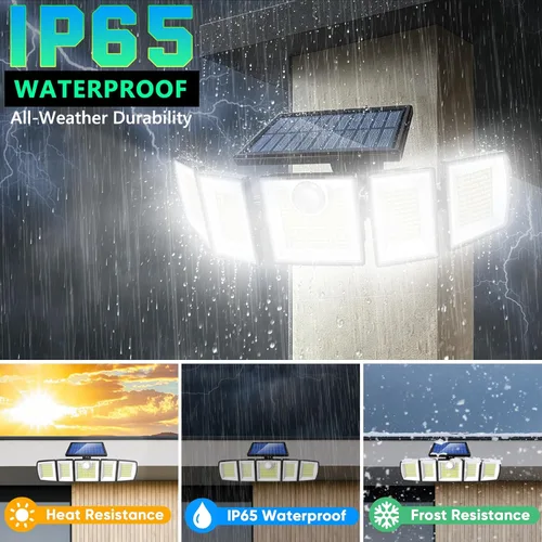 Vista 7 de MDCMDCM Luces solares para exteriores, sensor de movimiento impermeable, 416 LED, 3000 lúmenes, súper brillante, 3 brillo; 3 modos, iluminación
