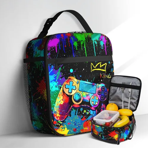 Vista 18 de Lonchera de béisbol con temática deportiva para niños, niñas, adolescentes, bolsa de almuerzo de béisbol aislada para niños, bolsa de almuerzo