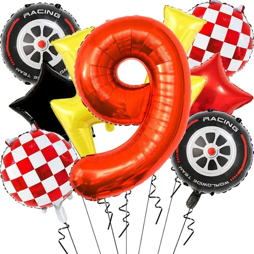 Vista 12 de 6 globos de carreras para decoración de fiesta de cumpleaños, globos de semáforo de 32 pulgadas para suministros de fiesta de cumpleaños