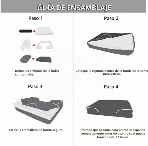 Vista 9 de Friends Forever - Cama ortopédica para perros medianos, cama de espuma viscoelástica impermeable para perros M con funda extraíble y lavable, gris
