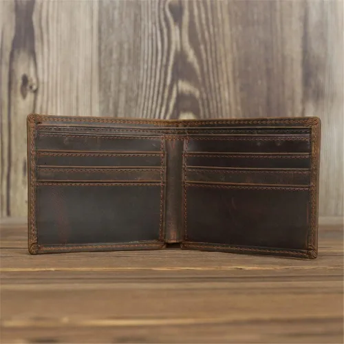 Vista 3 de LMMDDP Cartera de ranura para tarjetas múltiples, estilo vintage, con doble pliegue, cartera desgastada, 1 ud