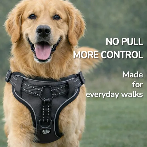 Vista 2 de EVERKING Arnés de perro sin tirones con clip frontal para perros medianos y grandes Arnés sin tirones con clip frontal con seguridad reflectante