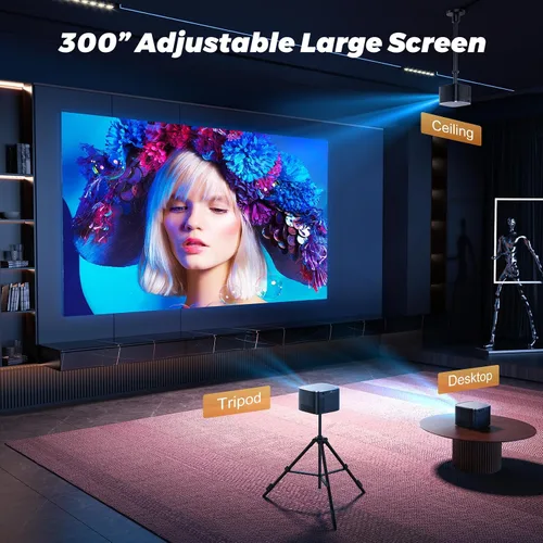 Vista 6 de [Auto Focus/Keystone] Proyector Groview 4K con WiFi y Bluetooth, Proyector de Películas de 1000 ANSI para Uso en Exteriores, Proyector con Zoom