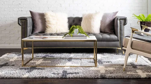 Vista 4 de Unique Loom Hygge Shag Collection - Alfombra moderna de inspiración marroquí con diseño geométrico, felpa y acogedora, rectangular, 8' 0" x 10' 0
