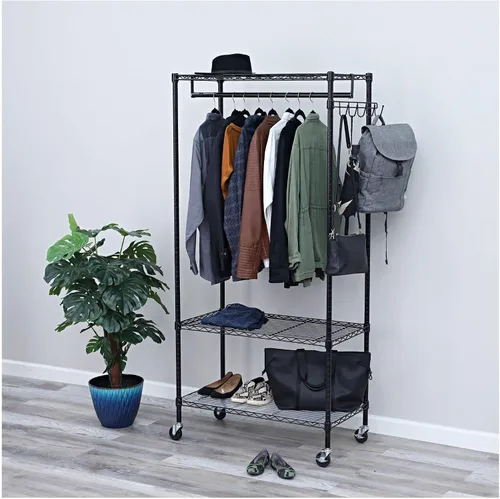Vista 5 de Alera Estante de la ropa de la estantería del alambre, 30 prendas, 36W X 18D X 75H, negro